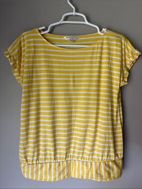 Brooks Brothers Shirt Women Yellow Stripe Side Tie Soft Cotton Top